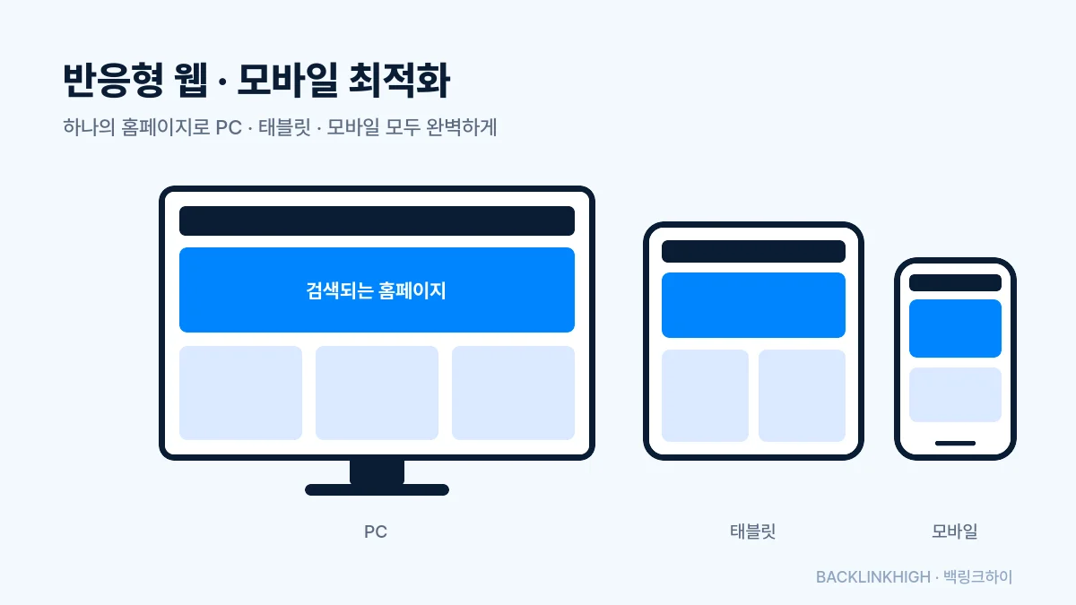 반응형 홈페이지 제작 - PC 태블릿 모바일 화면 최적화